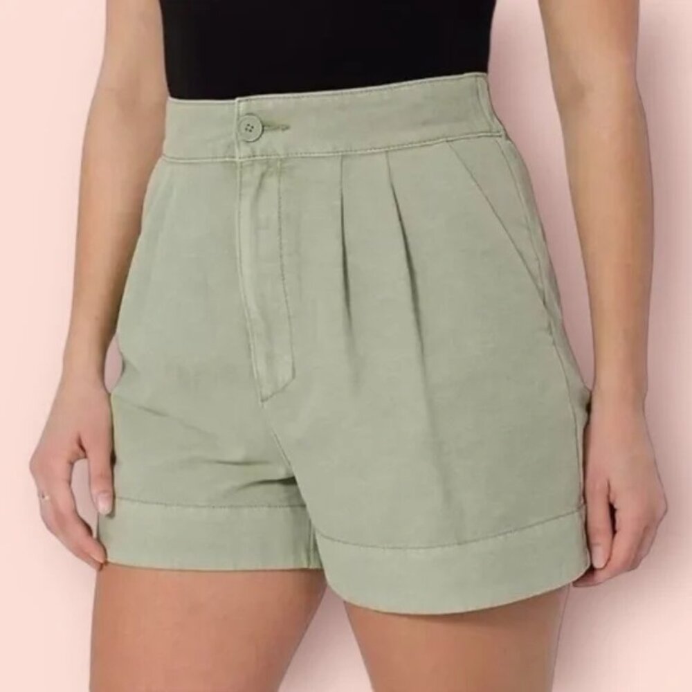 Joie Women's High Rise Cotton/Linen Blend Pleated Shorts